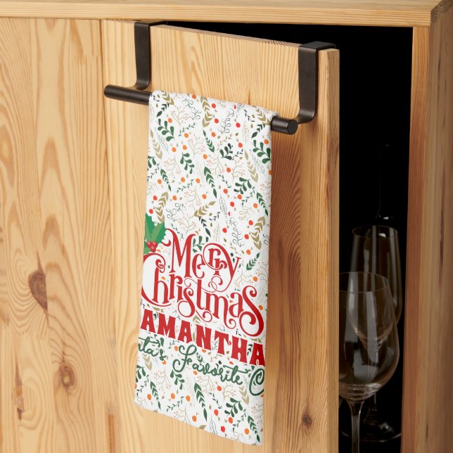 Berry Branch Santa's Lieblings-Koch Weihnachts-Par Geschirrtuch (Drittel gefaltet)