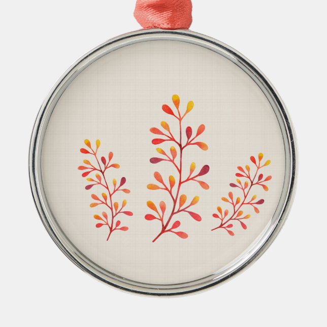 Berry Branches Silbernes Ornament (Vorne)