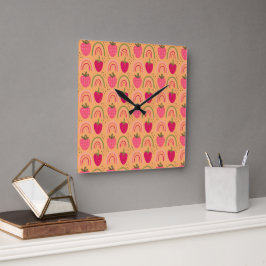 Berry Bright Themed Quadratische Wanduhr