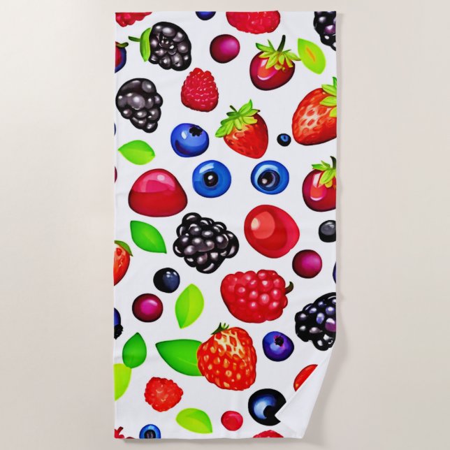 Berry Burst: Fruchtmuster Strandtuch (Vorderseite)