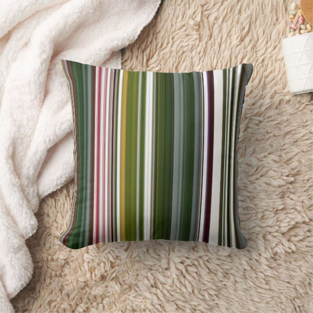 Berry Bush Green und Red Stripe Kissen (Decke)
