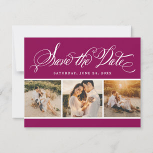 Berry Calligraphy Script Wedding Foto Collage Save The Date