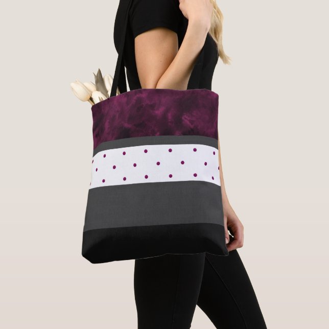 Berry Charcoal Black Polka Dot Streifen Tasche (Von Nahem)