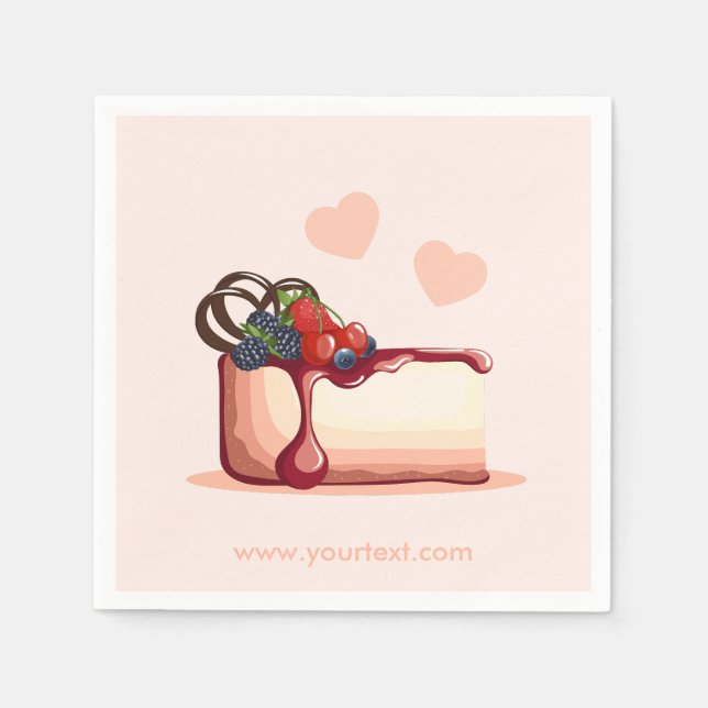 Berry Cheesecake Dessert Illustration Paper Napkin Serviette (Vorderseite)