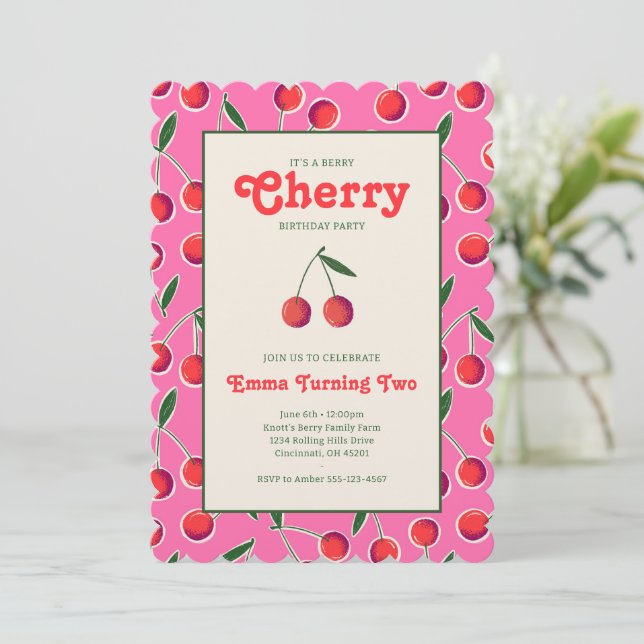 Berry Cherry Girls Einladung zum Geburtstag: Hot P (Stehend Vorderseite)