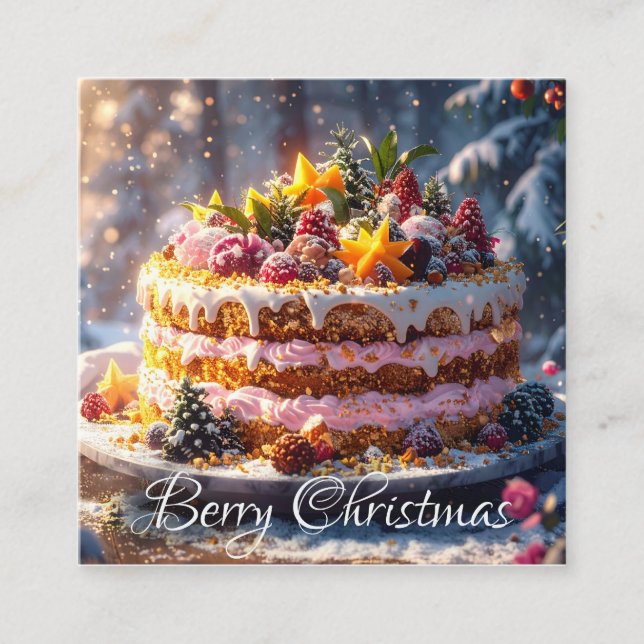 BERRY CHRISTMAS Flat Note Card Quadratische Visitenkarte (Vorderseite)