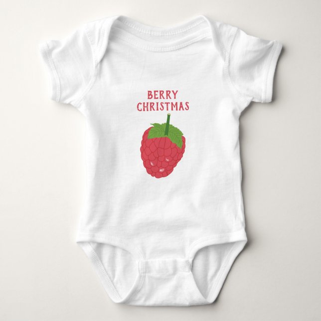 Berry Christmas Raspberry Fruit Design Baby Strampler (Vorderseite)