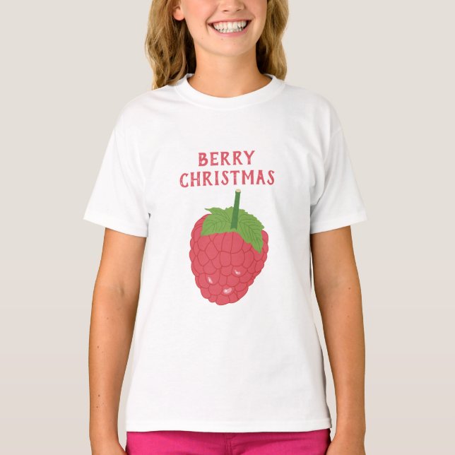 Berry Christmas Raspberry Fruit Design T-Shirt (Vorderseite)