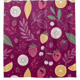Berry Citrus Duschvorhang - Lebhaftes Fruchtgeflec