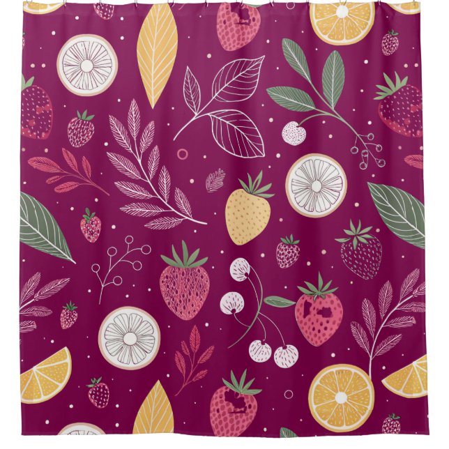 Berry Citrus Duschvorhang - Lebhaftes Fruchtgeflec (Vorderseite)