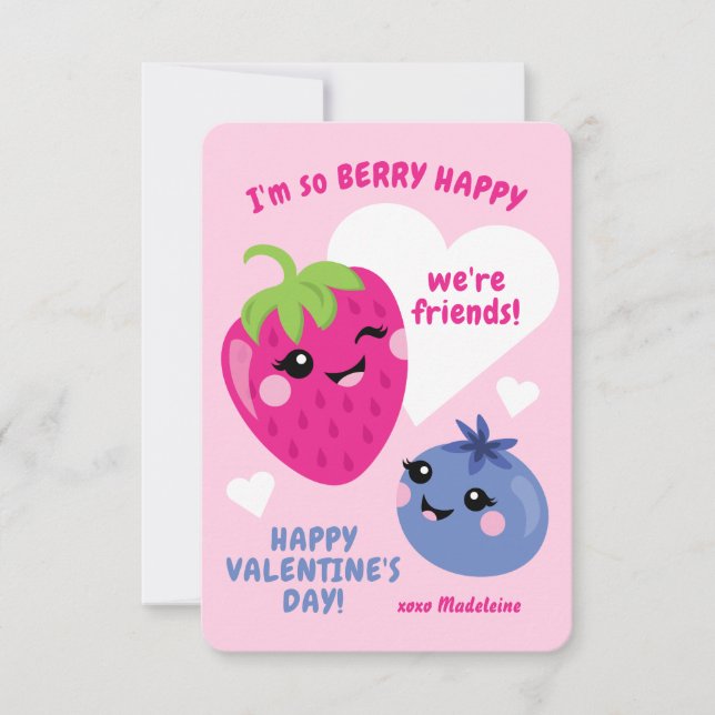 Berry Classroom Valentine Cards für Kinder Dankeskarte (Vorderseite)