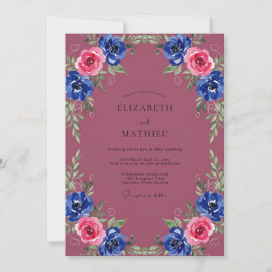 Berry Cobalt Ranunculus Hochzeit Einladung