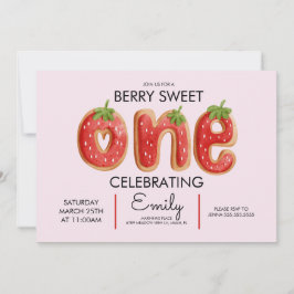 Berry Cookies Eine Karierte rosa Geburtstagsparty Einladung