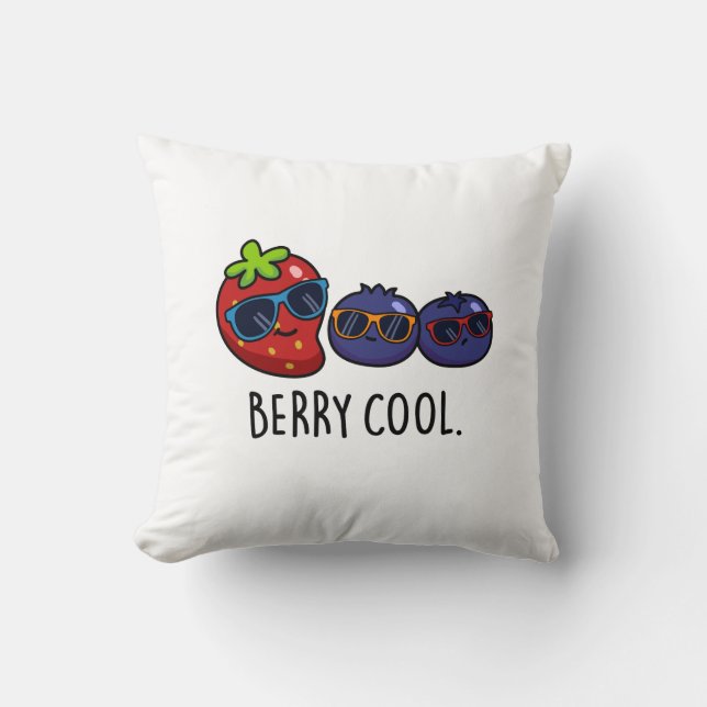 Berry Cool Funny Strawberry Blueberry Pub Kissen (Vorderseite)