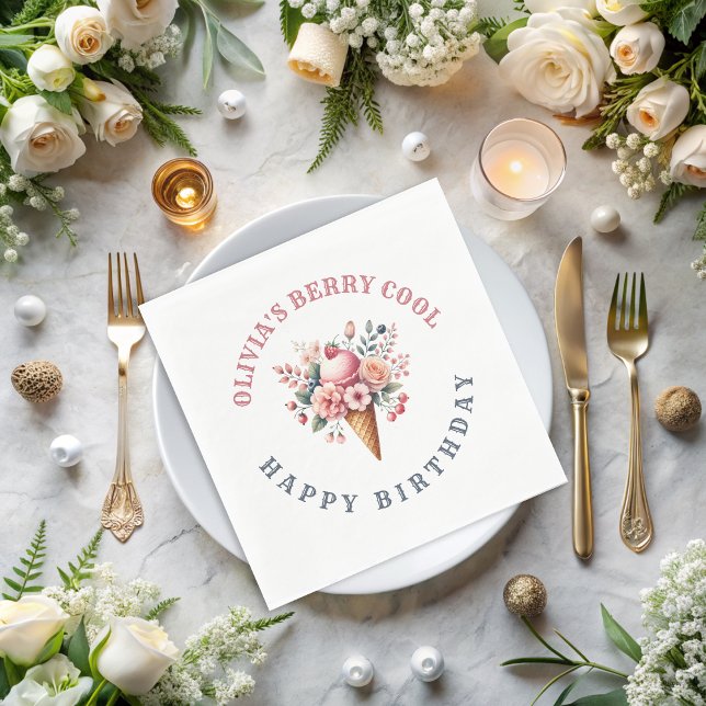 Berry Cool Happy Birthday Ice Creme Party Serviette (Von Creator hochgeladen)