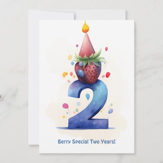 Berry Cute 2e Anniversaire Carte Anniversaire (Devant)