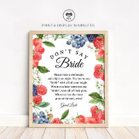 Berry "Don't Say Bride" Brautparty-Spielschild