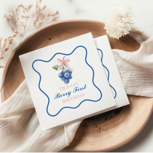 Berry erste Blaubeer-Geburtstag Pink Bow Coquette Serviette