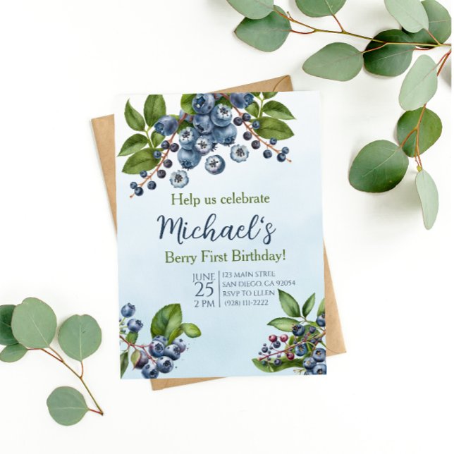 Berry Erste Heidelbeere Sommer Einladung Geburtsta (Von Creator hochgeladen)