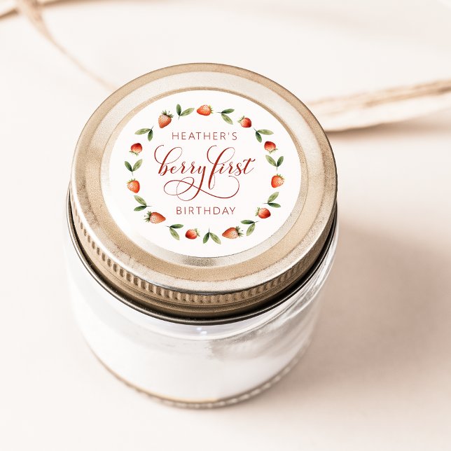 Berry Erster Aufkleber (Berry First Birthday Strawgerry Sticker by Painted Paperie
)
