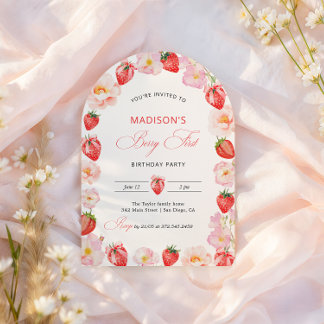 Berry Erster Geburtstag Erdbeer Bogen 1. Geburtsta Einladung