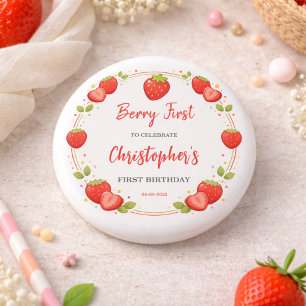 Berry Erster Geburtstag   Erdbeere 1. Geburtstag Button