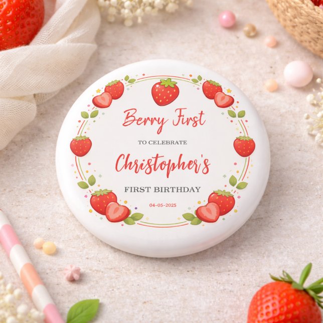 Berry Erster Geburtstag | Erdbeere 1. Geburtstag Button (Berry First Birthday | Strawberry 1st Birthday Button
)