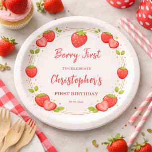 Berry Erster Geburtstag   Erdbeere 1. Geburtstag Pappteller