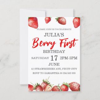 Berry Erster Strawberry Geburtstagseinladung Einladung