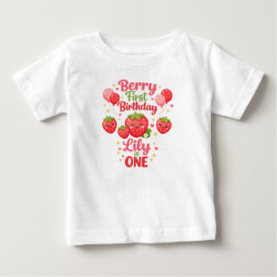 Berry Erstes Geburtstagsmädchen Erdbeere 1. Geburt Baby T-shirt