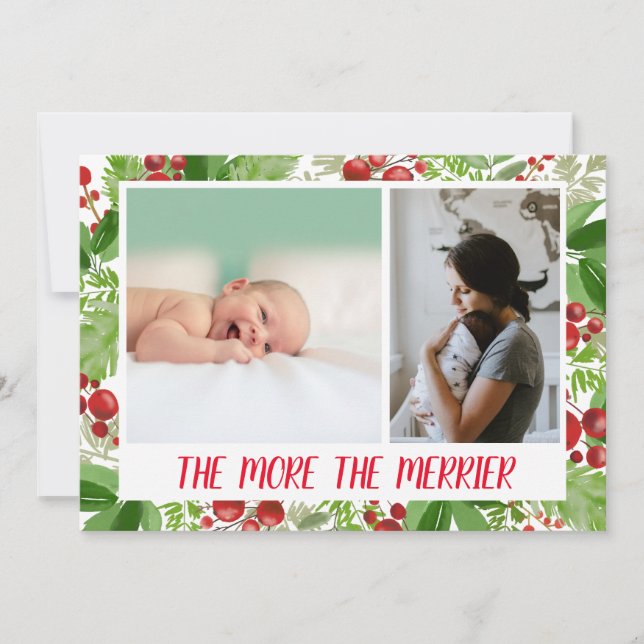 Berry Festive Noël | Photo faire-part de naissance (Devant)
