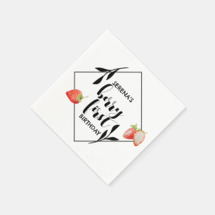 Berry First 1. Geburtstag Erdbeere Modern Serviette