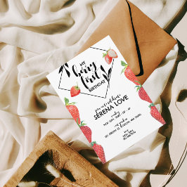 Berry First | 1. Geburtstag | Erdbeere | weiß Einladung