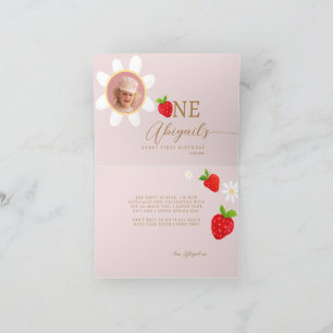 Berry First 1. Strawberry Birthday Foto Dankeskarte