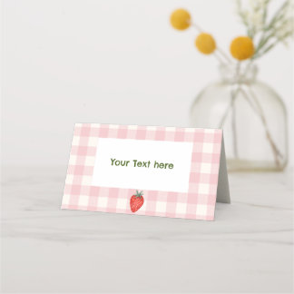 Berry First Birday Plaid & Pink Place Cartes