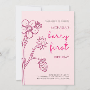 Berry First Birthday 1. Geburtstag Strawberry Einladung