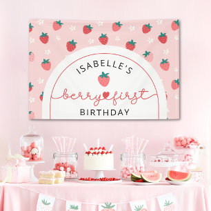 Berry First Birthday 1. Geburtstag Strawberry Part Banner