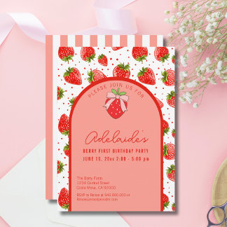 Berry First Birthday 1. Geburtstag Strawberry Part Einladung
