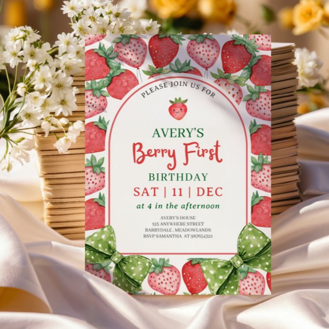 Berry First Birthday 1st Berry Birthday Invitation Einladung (Von Creator hochgeladen)