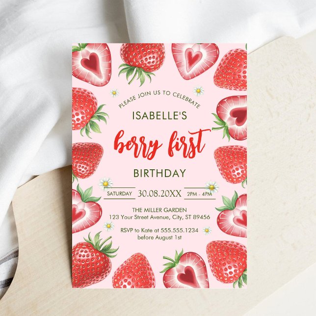 Berry First Birthday 1st Birthday Invitation (Créateur téléchargé)