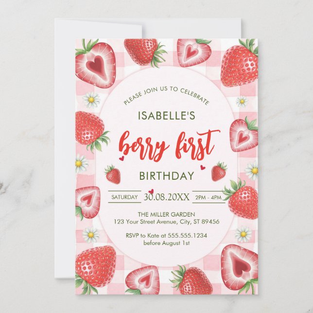 Berry First Birthday 1st Birthday Invitation Einladung (Vorderseite)