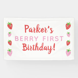 Berry First Birthday Banner Rosa Erdbeere