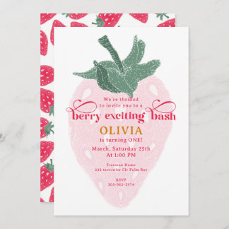 Berry First Birthday Bash - Erdbeeren Einladung
