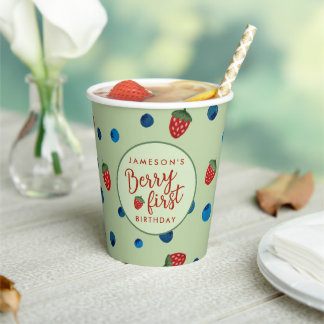 Berry First Birthday Blueberries und Strawberries Pappbecher
