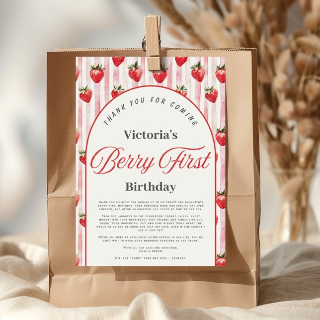 Berry First Birthday Danke-Karte Einladung (Von Creator hochgeladen)