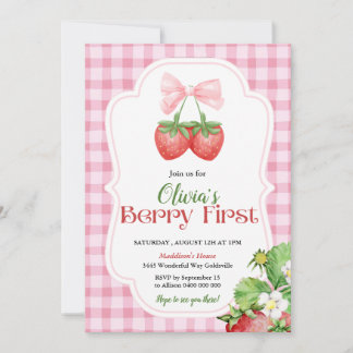 Berry First Birthday Einladung 1. Geburtstagsmädch