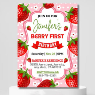 Berry First Birthday Einladung, Editable 1st Birt Einladung