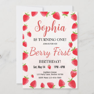 Berry First Birthday Einladung Strawberry Einladun