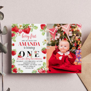 Berry First Birthday Einladung Strawberry Thema