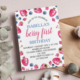 Berry First Birthday Einladung Strawberry Thema